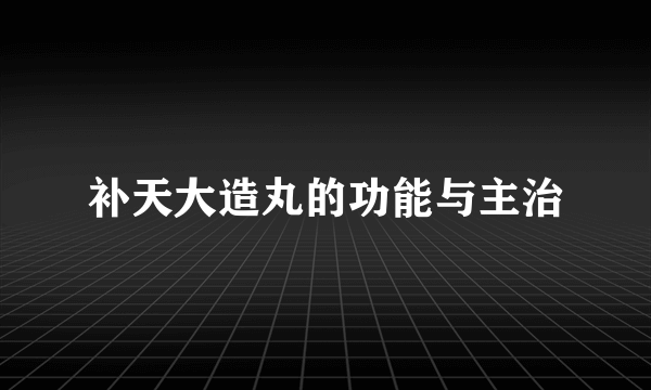 补天大造丸的功能与主治