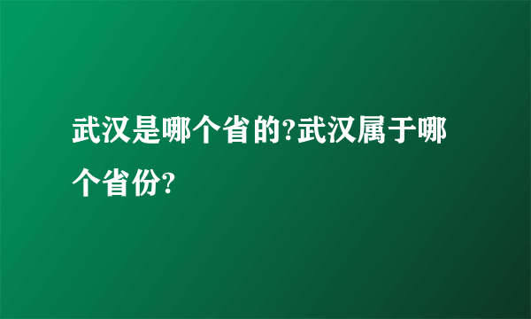 武汉是哪个省的?武汉属于哪个省份?