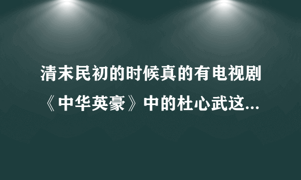 清末民初的时候真的有电视剧《中华英豪》中的杜心武这个人吗？