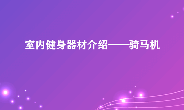 室内健身器材介绍——骑马机