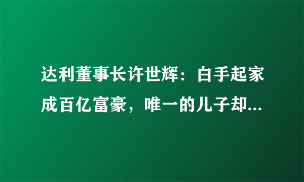 达利董事长许世辉：白手起家成百亿富豪，唯一的儿子却车祸身亡