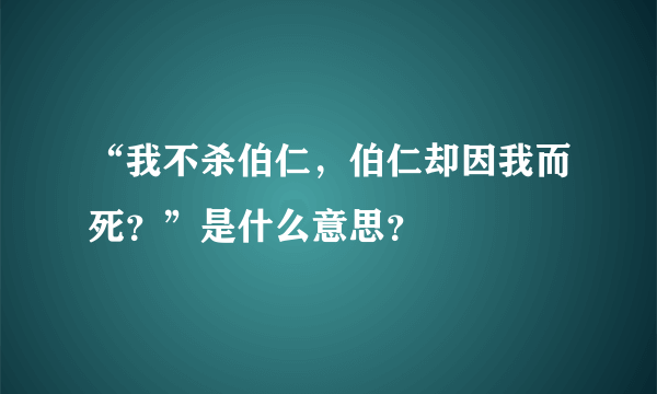 “我不杀伯仁，伯仁却因我而死？”是什么意思？