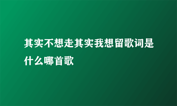 其实不想走其实我想留歌词是什么哪首歌