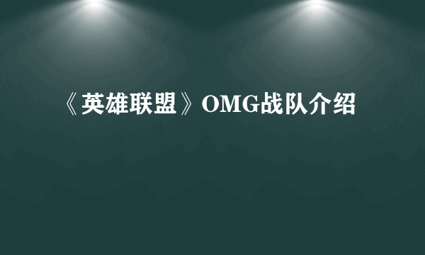 《英雄联盟》OMG战队介绍