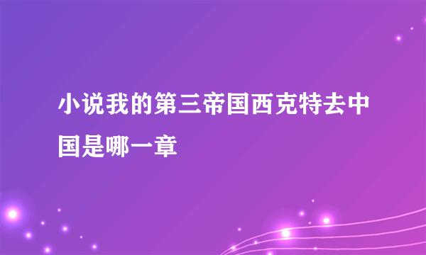 小说我的第三帝国西克特去中国是哪一章