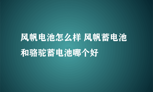 风帆电池怎么样 风帆蓄电池和骆驼蓄电池哪个好