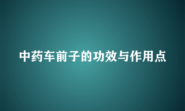 中药车前子的功效与作用点