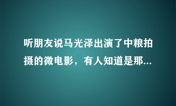 听朋友说马光泽出演了中粮拍摄的微电影，有人知道是那一部吗？