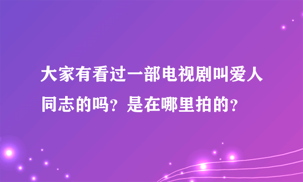 大家有看过一部电视剧叫爱人同志的吗？是在哪里拍的？