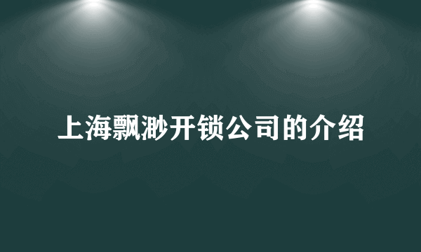 上海飘渺开锁公司的介绍