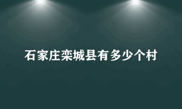 石家庄栾城县有多少个村