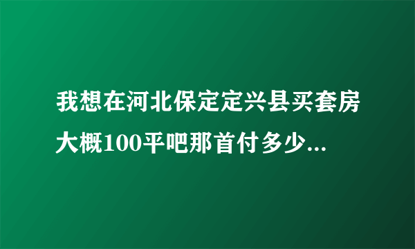 我想在河北保定定兴县买套房大概100平吧那首付多少百分之几