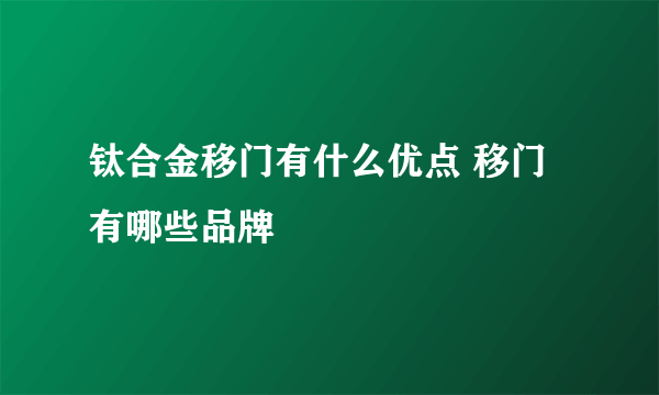 钛合金移门有什么优点 移门有哪些品牌