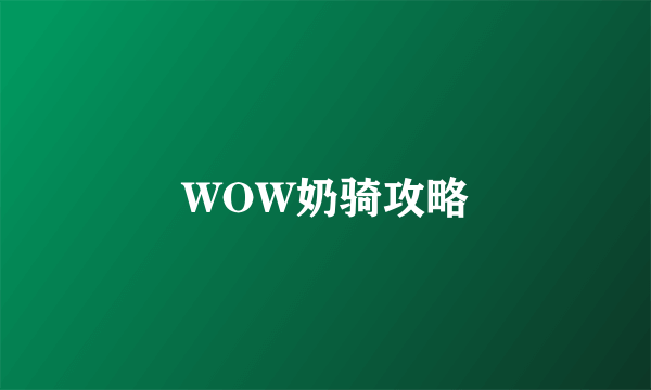 WOW奶骑攻略