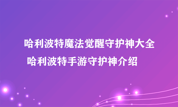 哈利波特魔法觉醒守护神大全 哈利波特手游守护神介绍