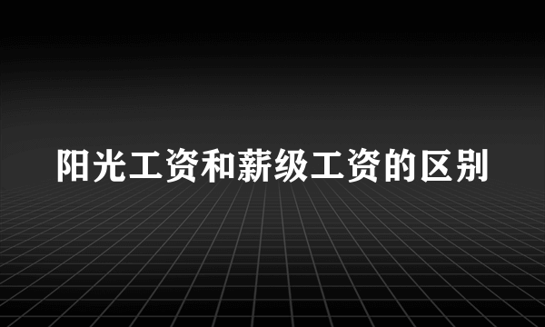 阳光工资和薪级工资的区别