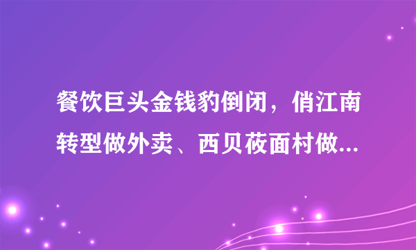 餐饮巨头金钱豹倒闭，俏江南转型做外卖、西贝莜面村做快餐，大家怎么看？