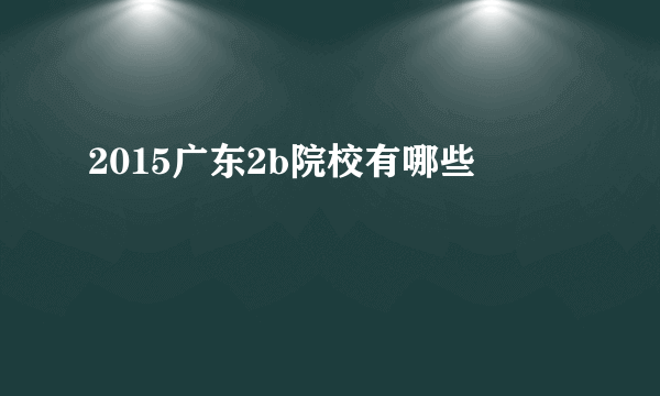 2015广东2b院校有哪些