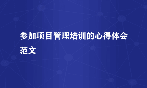 参加项目管理培训的心得体会范文