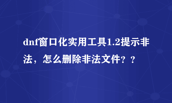 dnf窗口化实用工具1.2提示非法，怎么删除非法文件？？