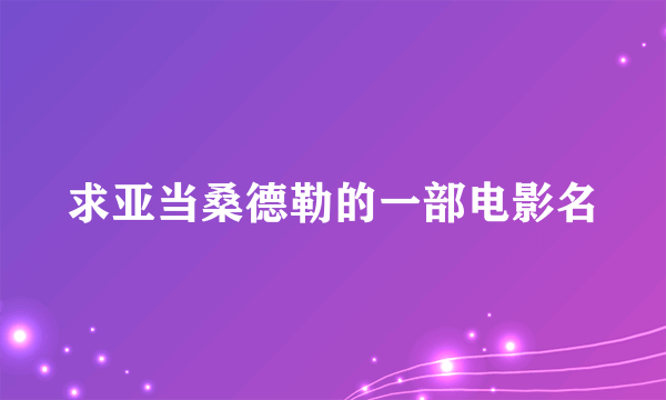 求亚当桑德勒的一部电影名