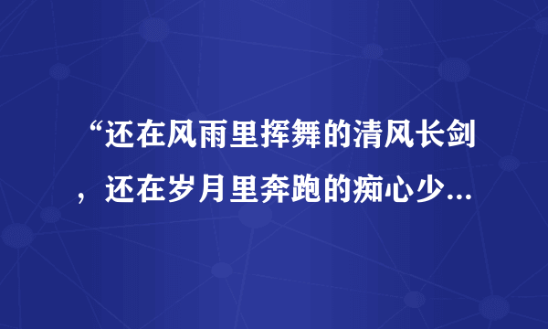 “还在风雨里挥舞的清风长剑，还在岁月里奔跑的痴心少年”是什么歌？