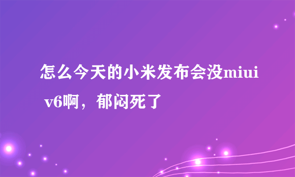 怎么今天的小米发布会没miui v6啊，郁闷死了