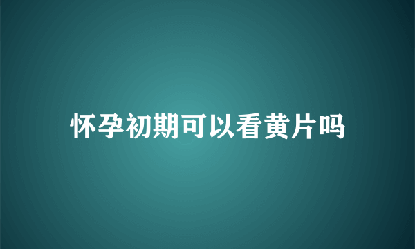 怀孕初期可以看黄片吗