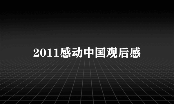 2011感动中国观后感