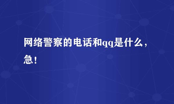 网络警察的电话和qq是什么，急！