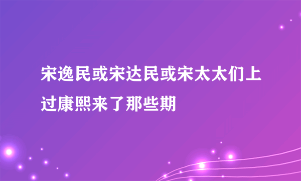 宋逸民或宋达民或宋太太们上过康熙来了那些期