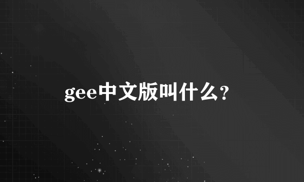 gee中文版叫什么？