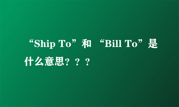 “Ship To”和 “Bill To”是什么意思？？？