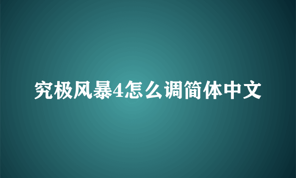 究极风暴4怎么调简体中文