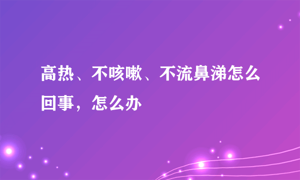 高热、不咳嗽、不流鼻涕怎么回事，怎么办