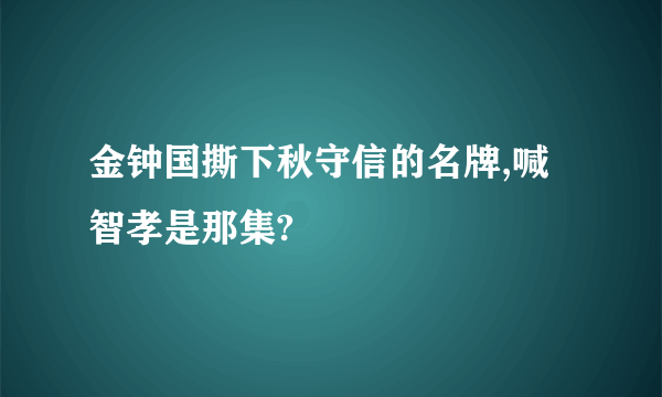 金钟国撕下秋守信的名牌,喊智孝是那集?