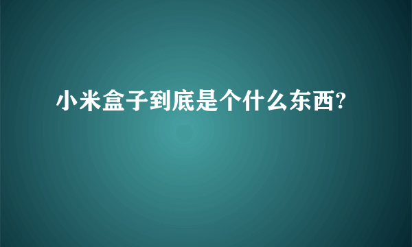 小米盒子到底是个什么东西?