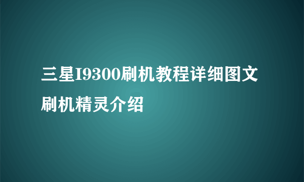 三星I9300刷机教程详细图文刷机精灵介绍