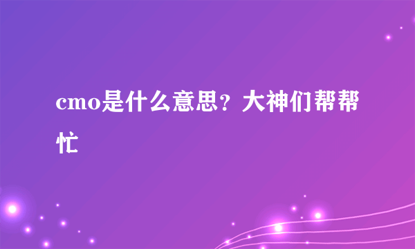 cmo是什么意思？大神们帮帮忙