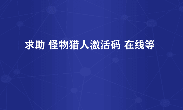 求助 怪物猎人激活码 在线等