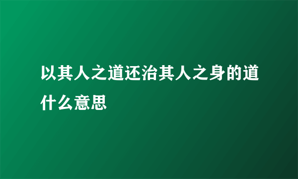 以其人之道还治其人之身的道什么意思