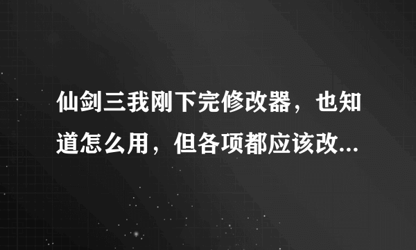 仙剑三我刚下完修改器，也知道怎么用，但各项都应该改多少？啊