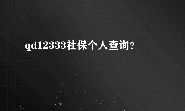 qd12333社保个人查询？