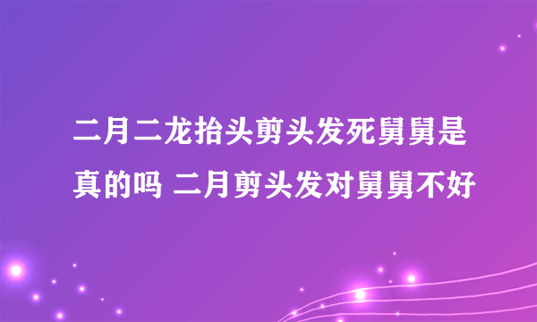 二月二龙抬头剪头发死舅舅是真的吗 二月剪头发对舅舅不好