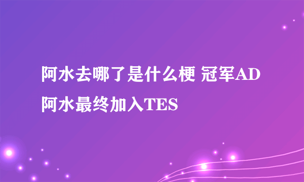 阿水去哪了是什么梗 冠军AD阿水最终加入TES