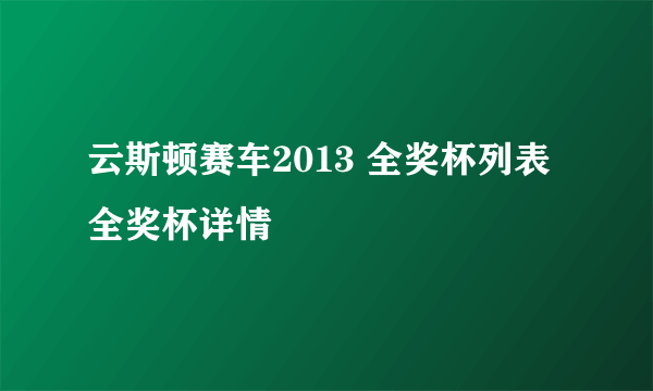 云斯顿赛车2013 全奖杯列表 全奖杯详情