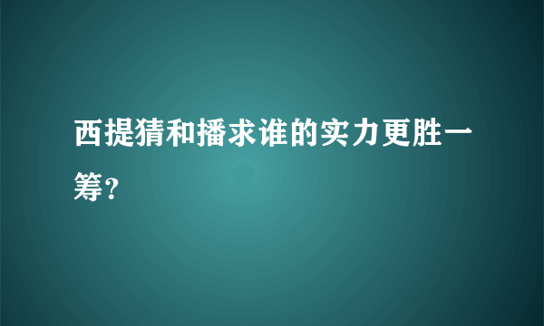 西提猜和播求谁的实力更胜一筹？