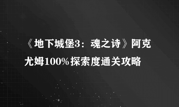 《地下城堡3：魂之诗》阿克尤姆100%探索度通关攻略