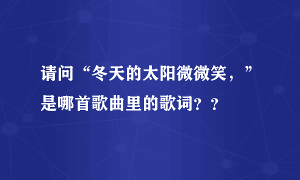 请问“冬天的太阳微微笑，”是哪首歌曲里的歌词？？