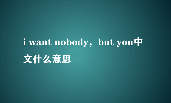 i want nobody，but you中文什么意思